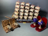 Wooden Cannon Bookend (one of the cannons has damage at bottom), Globe Bookends and...