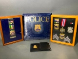 Display Cases with Novelty Police Badges & Pins,  New Police Scrapbook/Photo Album