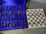 Chessncrafts Blue Velvet Cased Chess Set