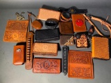 Group of Leather Wallets, Checkbook Holders, Belt Holders & More
