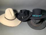 (4) Hats - Stetson Crushable, Stetson 6X Amish B Long, Bailey & Kakadu Traders Australia