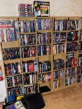 Large Group of DVD's & CD's.  Shelving Included. See Photos for Titles