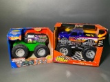 New in Box Hot Wheels Monster Jam Grave Digger Toy & New in Box Road Rippers 