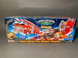 New in Box Motormax Take Along Fire Station Playset