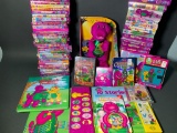 Large Group of Barney the Dinosaur Doll, VHS, DVDs & Books
