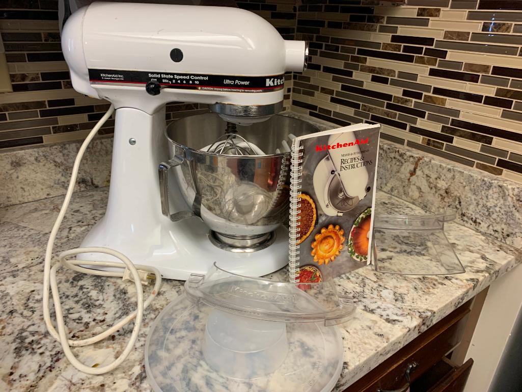 Kitchenaid Stand Mixer with Book & Attachments.