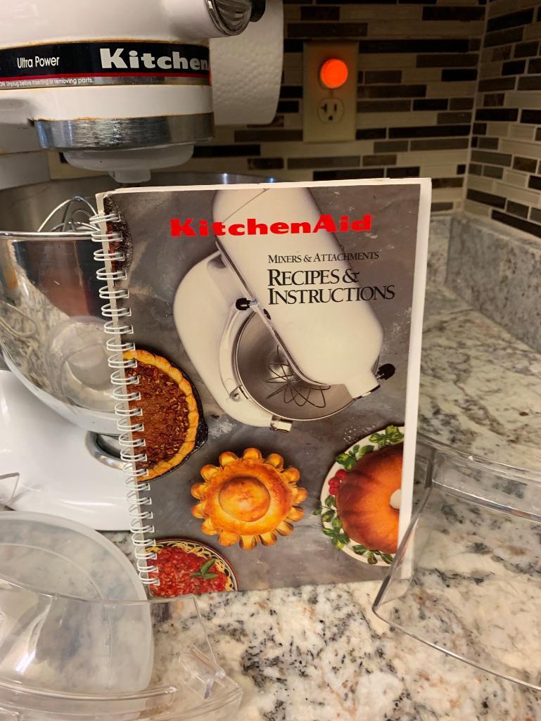Kitchenaid Stand Mixer with Book & Attachments.