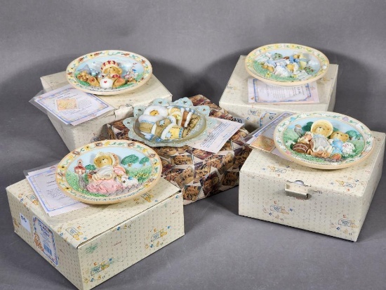 Group of Cherished Teddies Plates - Mary Had a Little Lamb, Little Bo Peep and More