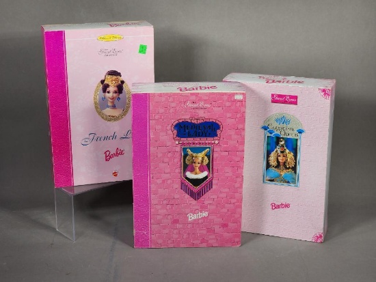 Medieval Lady & French Lady Barbies plus Egyptian Queen Barbie