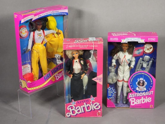 Fire Fighter, Army, and Astronaut Barbie