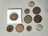 Group Lot Better Large Cents, 2 Cent Piece Coins etc