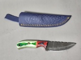 Damascus Knife In Sheath