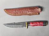 Damascus Knife In Sheath