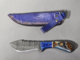 Damascus Knife In Sheath