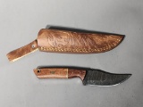 Damascus Knife In Sheath