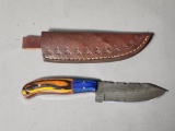 Damascus Knife In Sheath