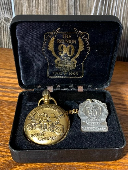 The 90th Reunion Harley Davidson Pocket Watch with Case