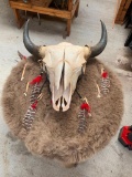 Mounted Steer Head Native American Style Art
