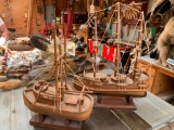 Two Wooden Model Ships