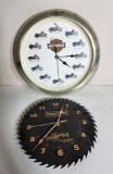 Vintage Craftsman Saw Blade Clock and Harley Davidson Clock