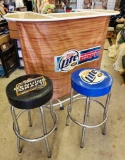 Miller Lite Bar on Wheels and Two Bar Stools