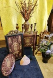 Hand Painted Vase and Group of Bombay Furniture