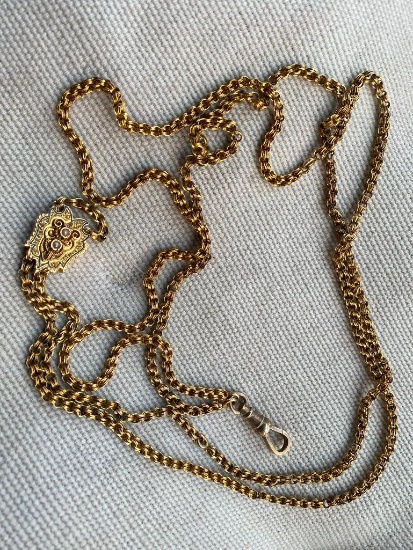 52" Long 10k Gold Victorian Watch Chain 36.4 grams