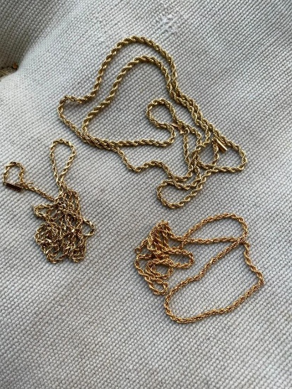 3 Gold Chains - 30.5 grams 14k Gold and 4.0 grams 10k Gold