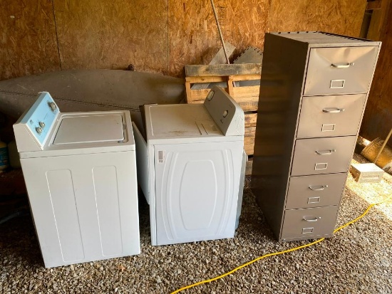 Washing Machine, Dryer & File Cabinet