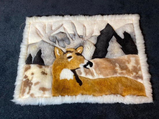 Made in Bolivia Shearling Deer Themed Furry Rug