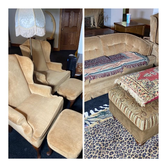 Leopard Print Rug and Furniture Lot