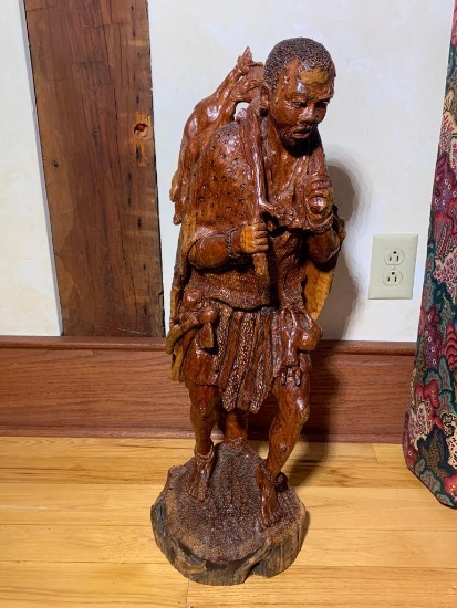 Carved Wooden Sculpture of Successful African Hunter