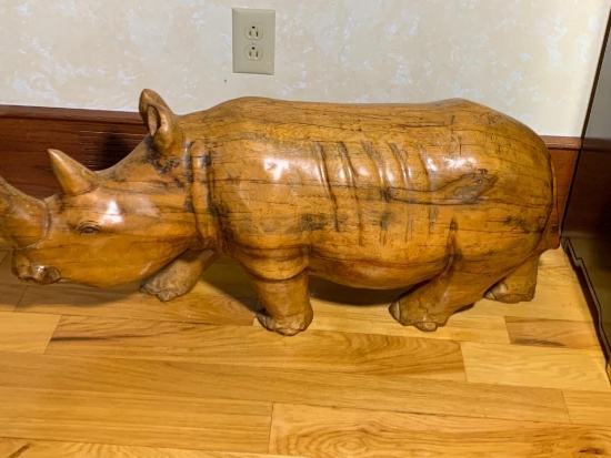 Wood Carved Rhino