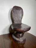 Wood Carved African Tribal Chair/Palaver with Elephant Motif