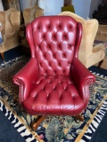 Vintage Upholstered Red Leather Office Chair