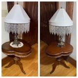 (2) Clover Top Style Side Tables & (2) Table Lamps