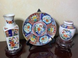 Oriental Style Vase, Decorative Plate & GInger Jar