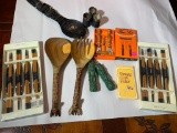 Chopsticks, Carved Wooden Giraffe Motif Salad Utensils, Bottle Openers