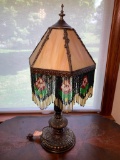 Slag Glass Beaded Shade Table Lamp & Floor Lamp
