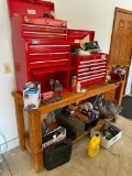 Two Nicer Tool Boxes, Tools, Items On and Underneath the Bench