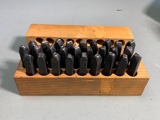 Alphabetical Die Punches in Wooden Box