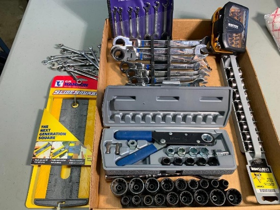 Group of Sockets Wrenches, Gear Wrenches & More