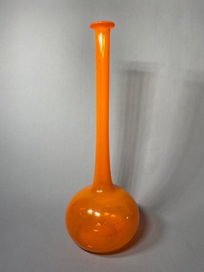 Vintage MCM Retro Mid Century Tall Glass Vase - Orange
