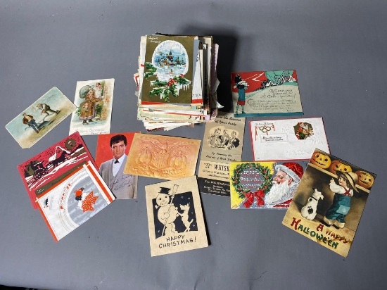 Group of Antique Holiday Postcards including Christmas