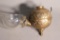 Antique Victorian Brass Angle Lamp with Clear Globe