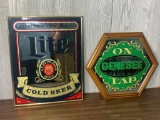 (2) Advertising Signs - Lite Cold Beer & Genesee
