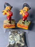 Pfeiffer's Beer Advertising Chalk Figures & Real Beer Bottle Caps