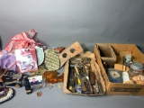 Aprons, Wall Hangings, Antique Utensils, Tin Toy & More