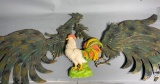 Group of Rooster Themed Metal Decor