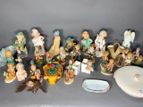 Large Group of Figurines - See Makers Marks & Covered Dish